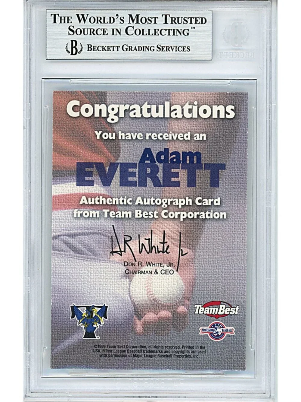 Adam Everett Signed 1999 Team Best RC #18 Card Slabbed Astros